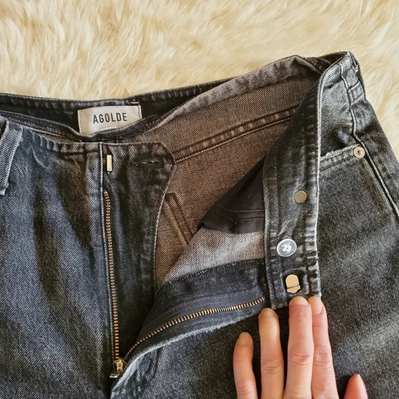 Agolde Lex Wide Leg Jean in Paradox Faded Black Size 28 Raw hem - Picture 8 of 14